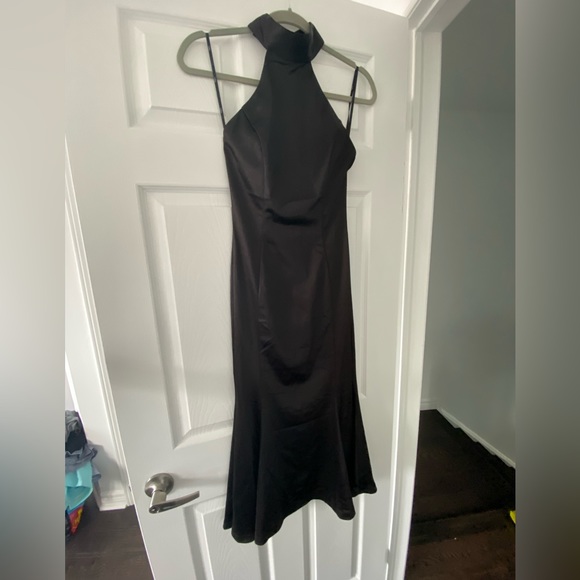 Lulus black satin halter dress - Picture 1 of 6